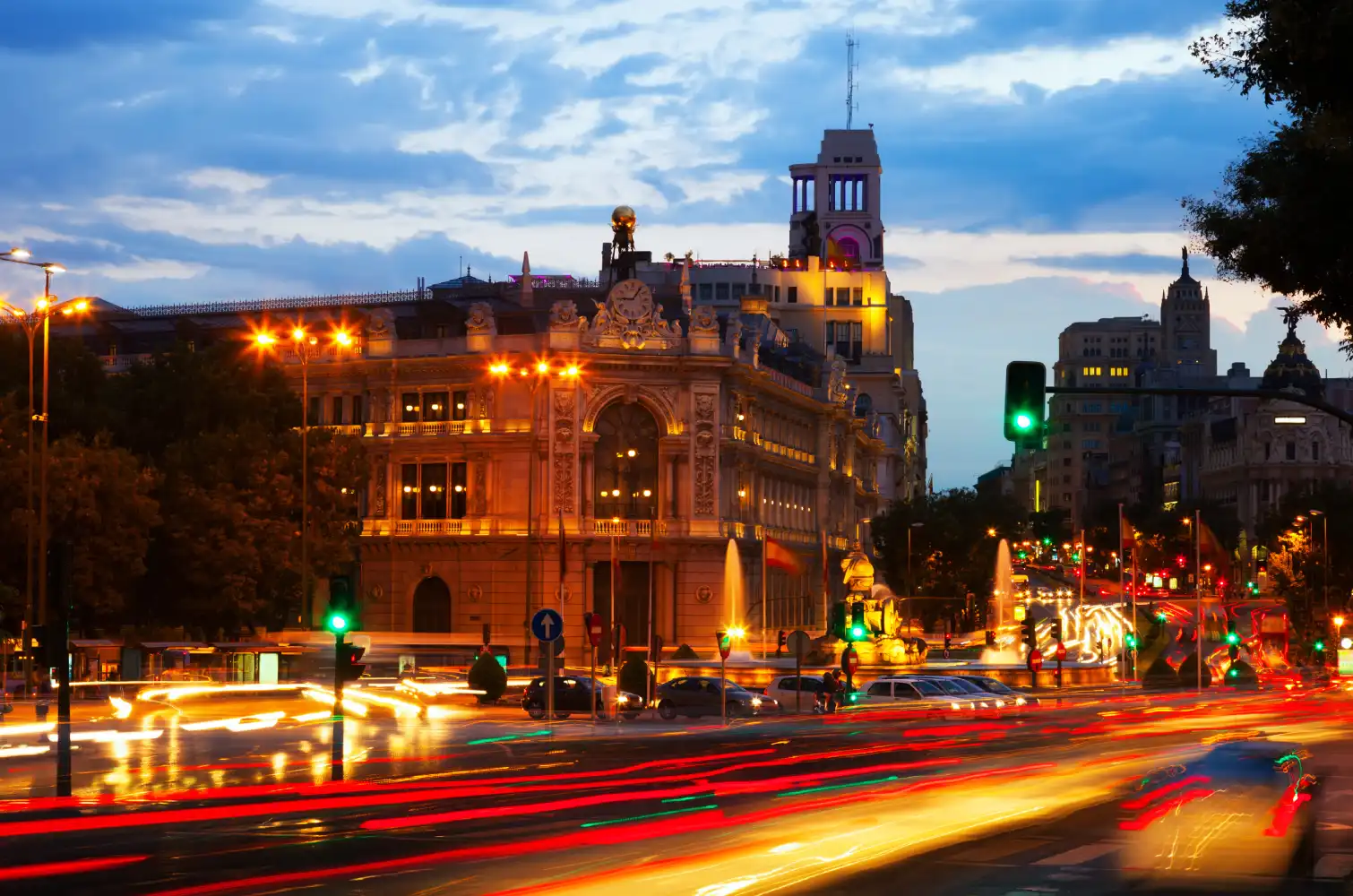 Cibeles in Madrid bij schemering